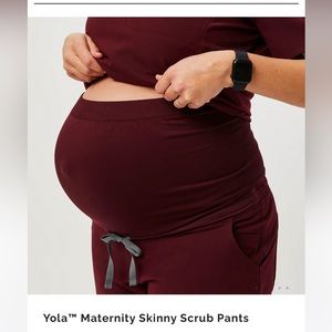 FIGS MATERNITY YOLA SCRUB PANT- Maroon, Med/Reg